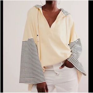 FREE PEOPLE Sailor Sweatshirt Lemonilla Combo Oversized Knit Top NWOT Size XS